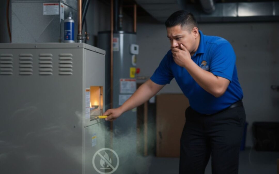 What should I do when my furnace smells like gas?